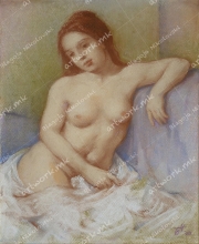 Female act in blue and white